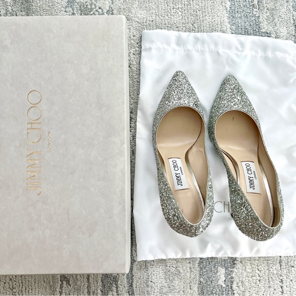 NIB Jimmy Choo Romy 85 Glitter Pointy Toe Pumps - Picture 3 of 12